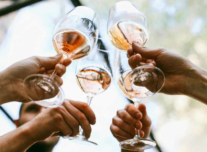 Rose wine glasses