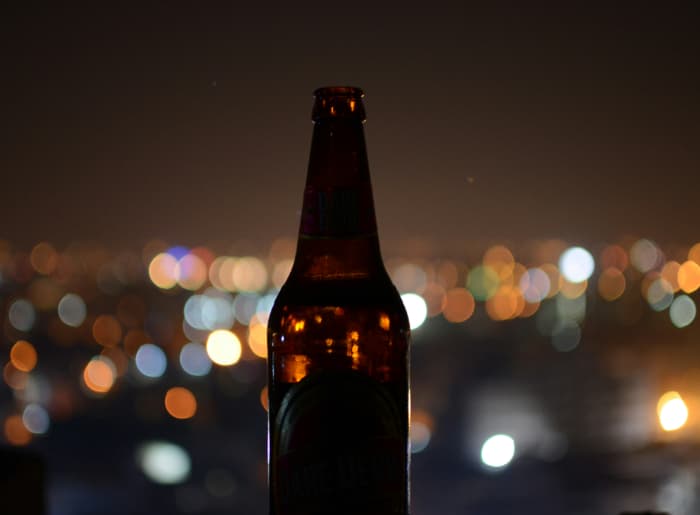 A glass bottle of liquor