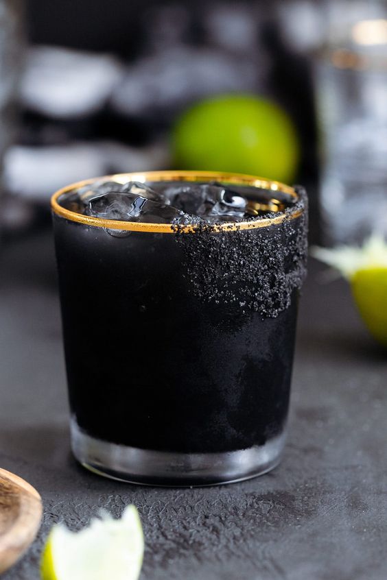 charcoal margarita cocktail