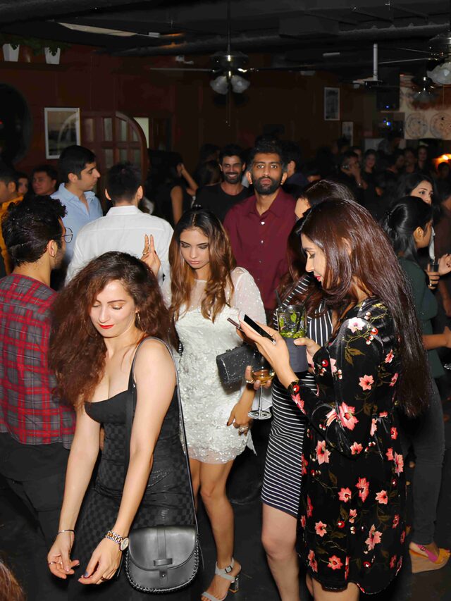 A crowd dancing in a club.