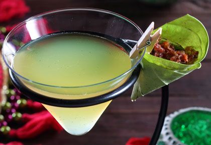 Paan Martini is prepared by mixing gin and vermouth along with some betel leaves