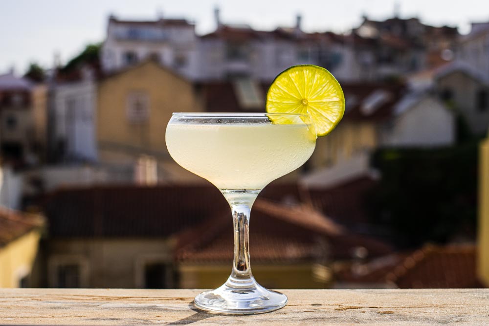 Black Pepper Daiquiri uses only three ingredients and is served with a lemon wheel garnish