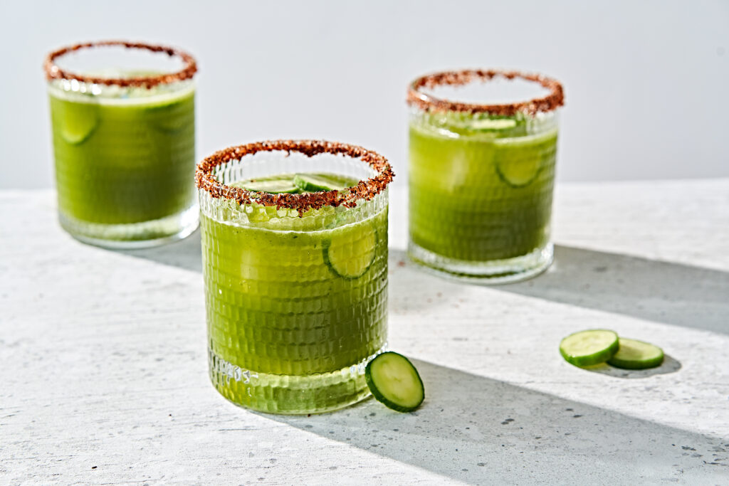 The Spicy Cilantro Lime Cucumber Cocktail uses a variety of flavors, starting from refreshing cucumber and ending on a spicy note with zesty jalapenos