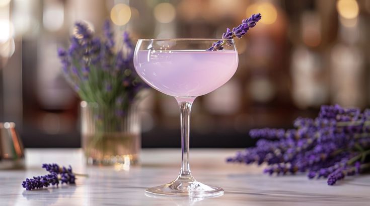 A floral cocktail named Lavender French 75