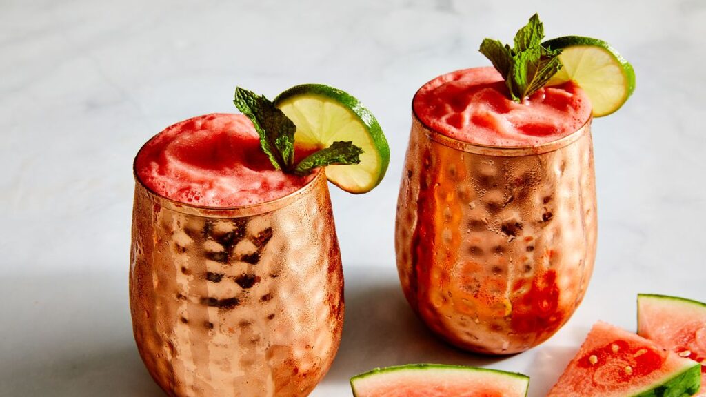 Watermelon Mule uses watermelon chunks in the cocktail