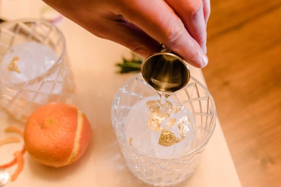 A Gold Fashioned is a twist on the classic Old Fashioned using Edible Gold.
