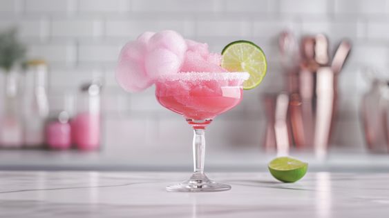 The Cotton Candy Margarita is a candy inspired cocktail that puts a sweet spin on the classic margarita.