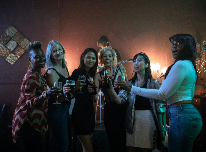 Girls having fun at the bar
