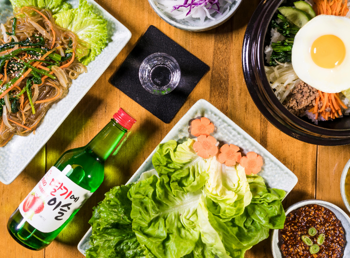 Korean food and soju
